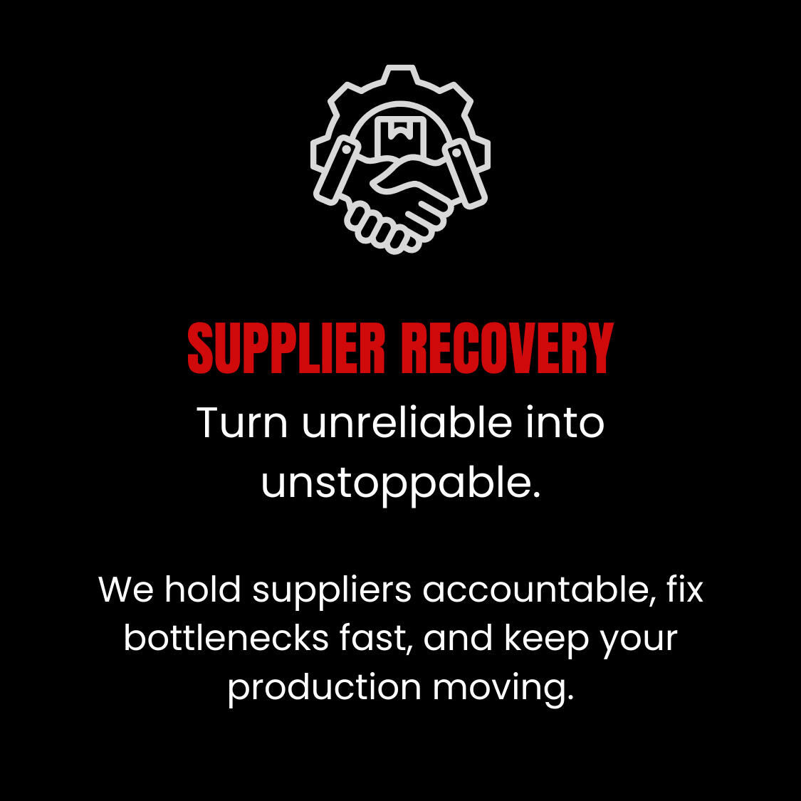 Supplier recovery